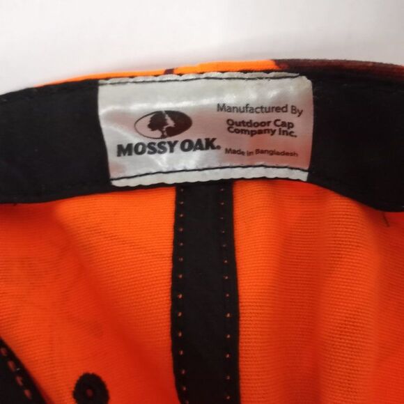 Mossy Oak Hunting Logo Safety Orange Branch Pattern Adjustable Outdoor Cap - Picture 8 of 8